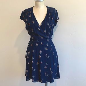 Reformation Floral Blue Mini Wrap Dress XS 2